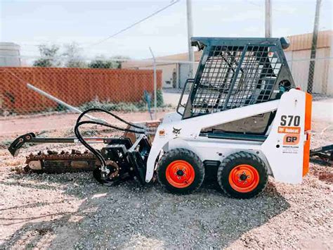 skid steer side trencher|bobcat walk behind trencher.